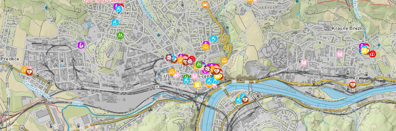 Mapa pomoci v Ústí nad Labem